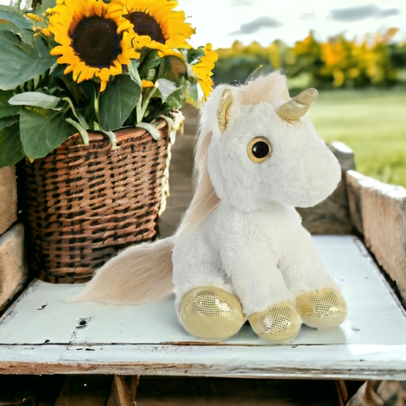 Aurora Sparkle Tales 12" Floppy Gold Horn Hooves Sparkling Eyes NWT - Picture 5 of 7